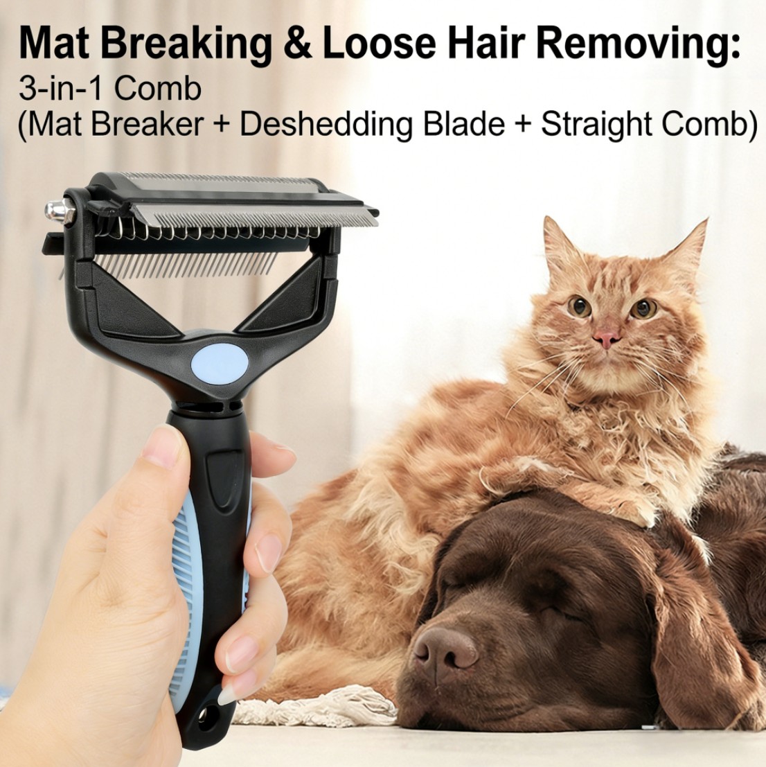 Pet Grooming Brush - Perfect for Deshedding Dogs & Cats Pet Grooming Brush - Perfect for Deshedding Dogs & Cats